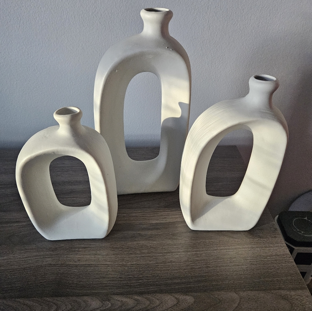Anding white ceramic vase set of 3